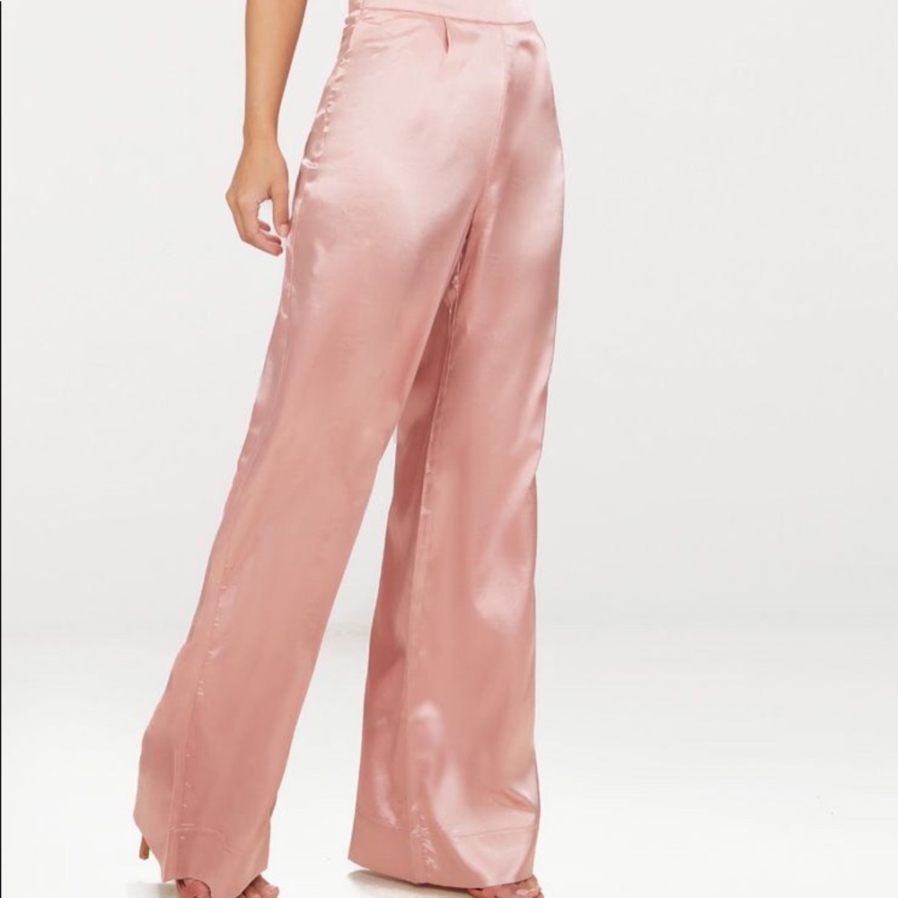 Dusty Pink Satin Wide Leg Pants